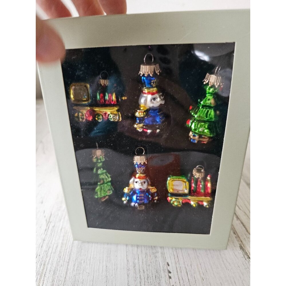 Living quarters mini nutcracker train tree ornament glass set Xmas tree ornament